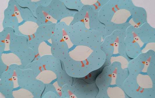 Silly Clown Goose Sticker