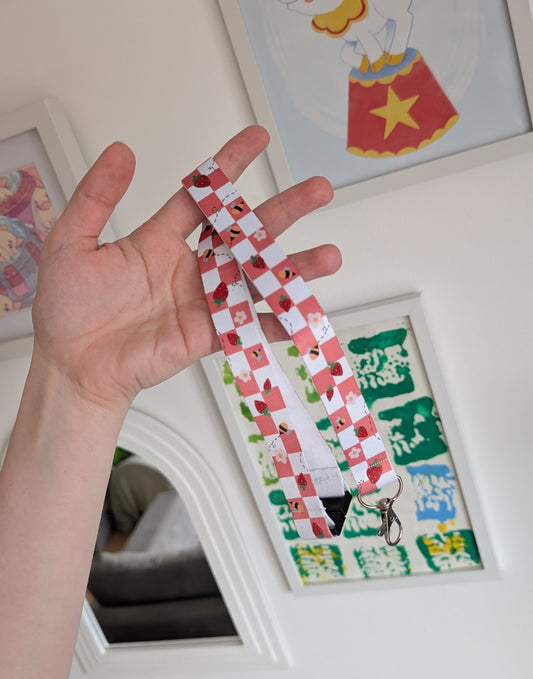 Bee and Strawberry Lanyard