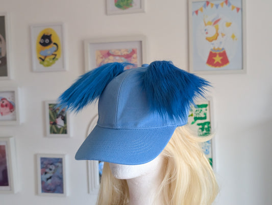 Blue Fluffy Puppy Ears On A Cap