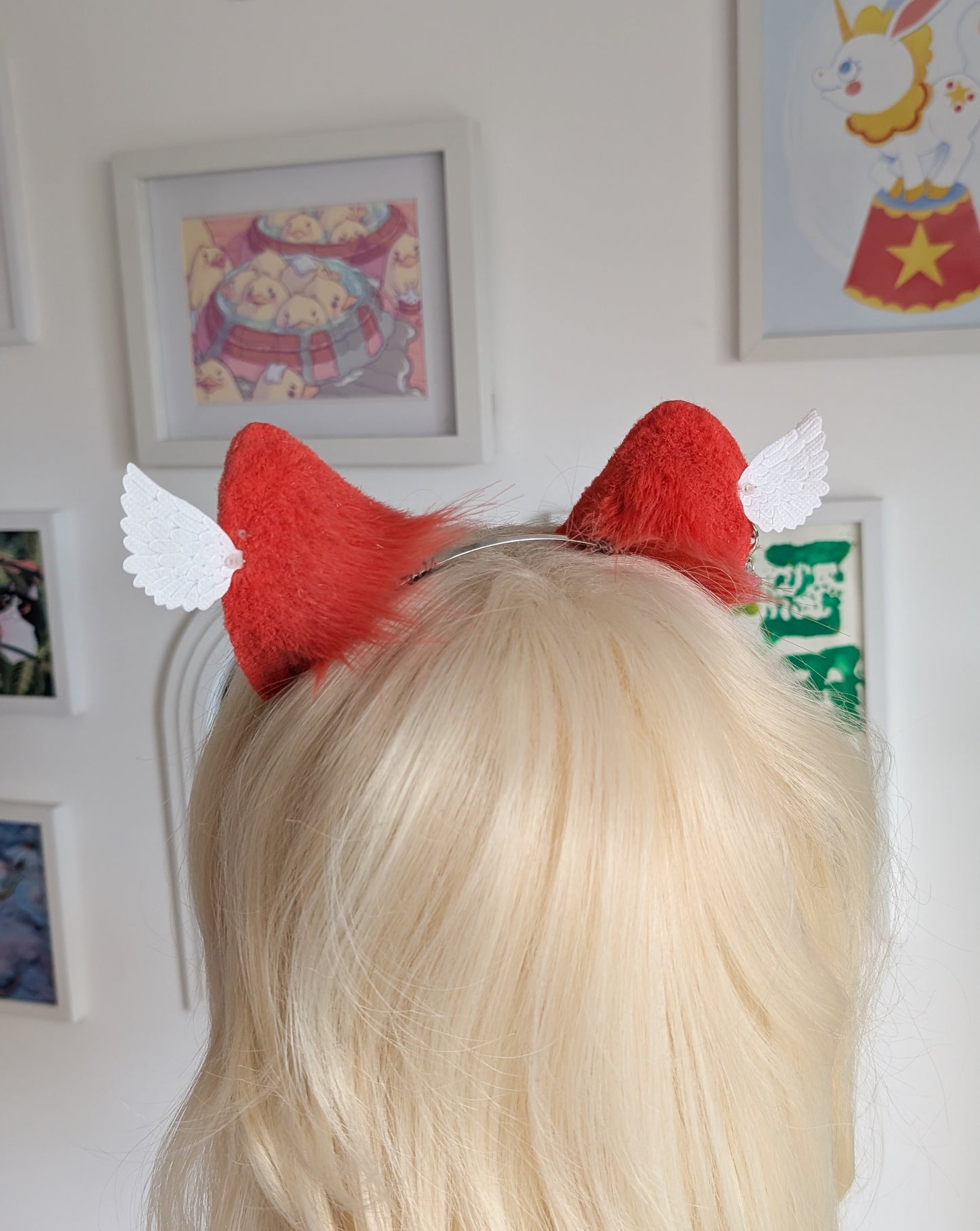 Peach and White Kitten Ears