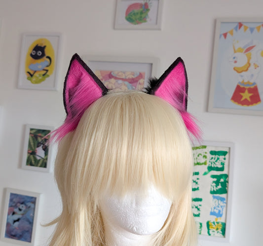 Pink and Black Kitten Ears