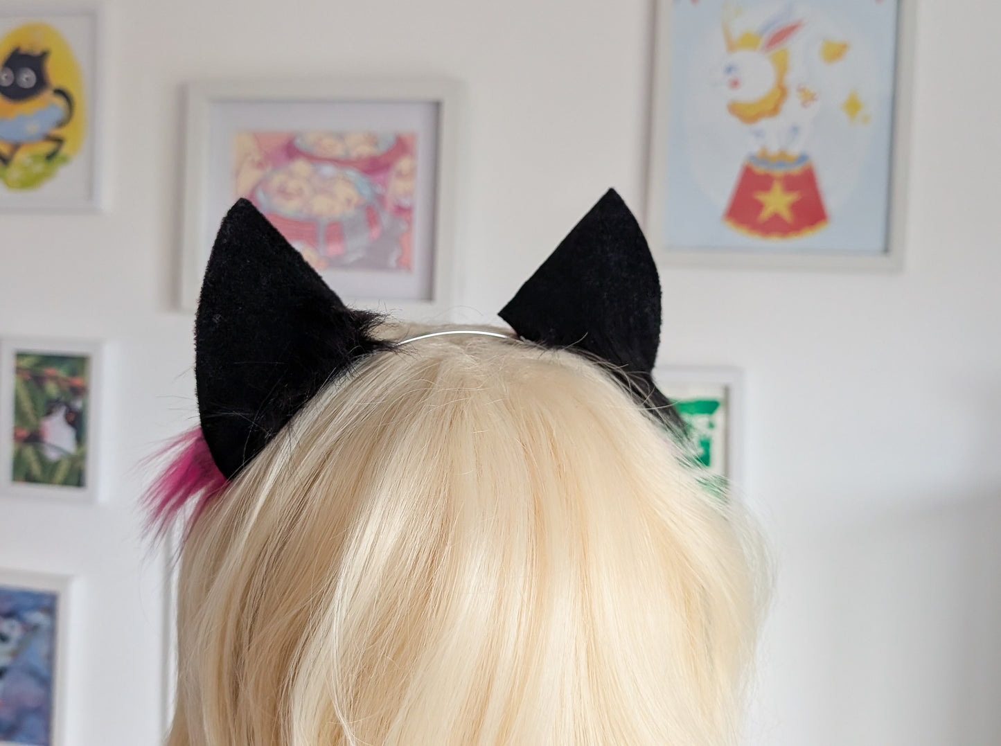 Pink and Black Kitten Ears