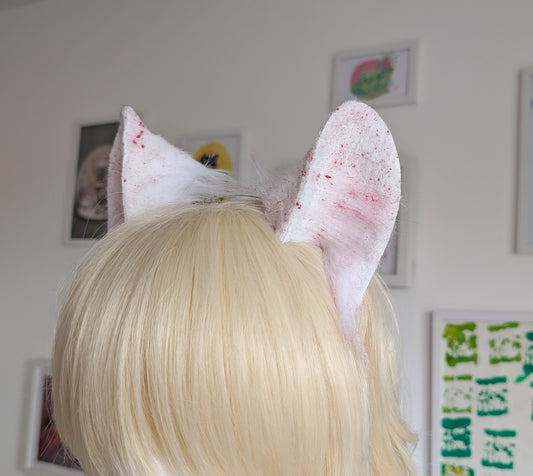 White and Red Spooky Large Wolf Ears