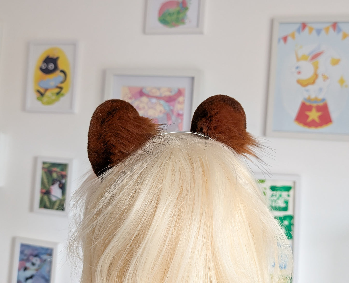 White and Amber Bear/Mouse Ears
