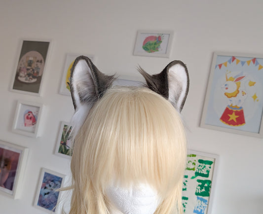 Brown and White Wolf Ears