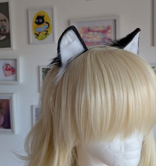MIni White and Balck Kitten Ears