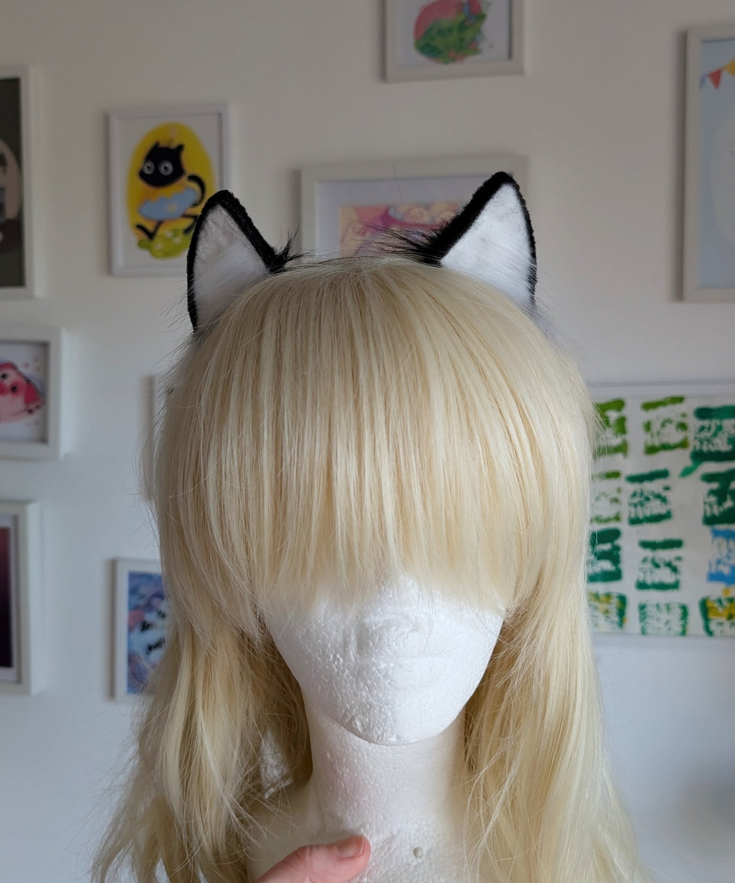 MIni White and Balck Kitten Ears