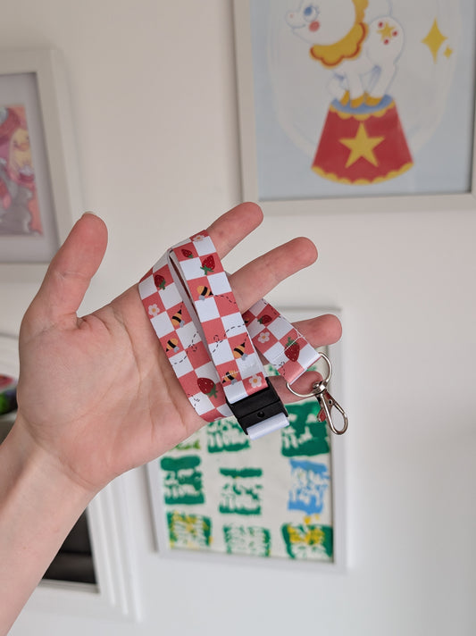 Bee and Strawberry Lanyard