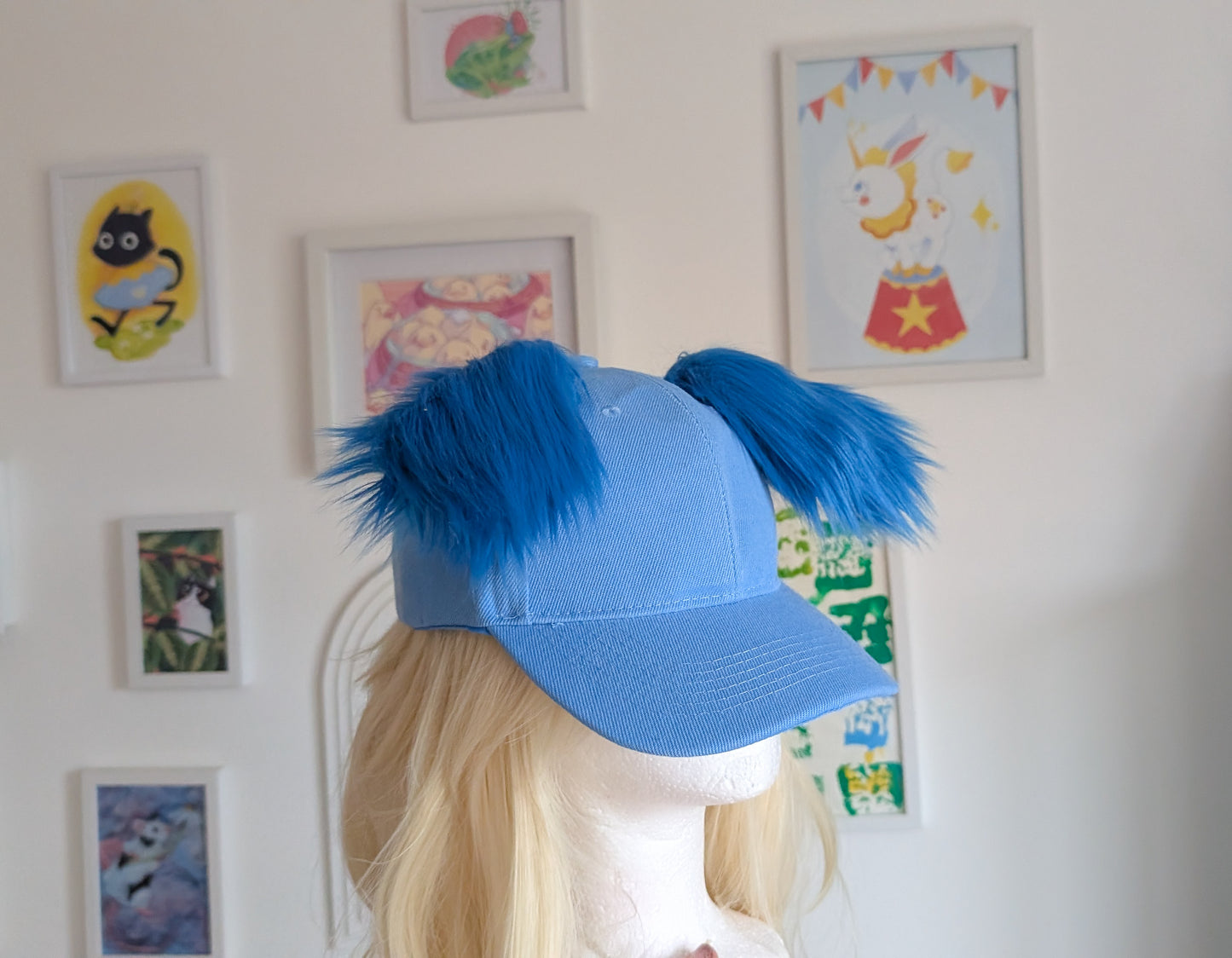 Blue Fluffy Puppy Ears On A Cap