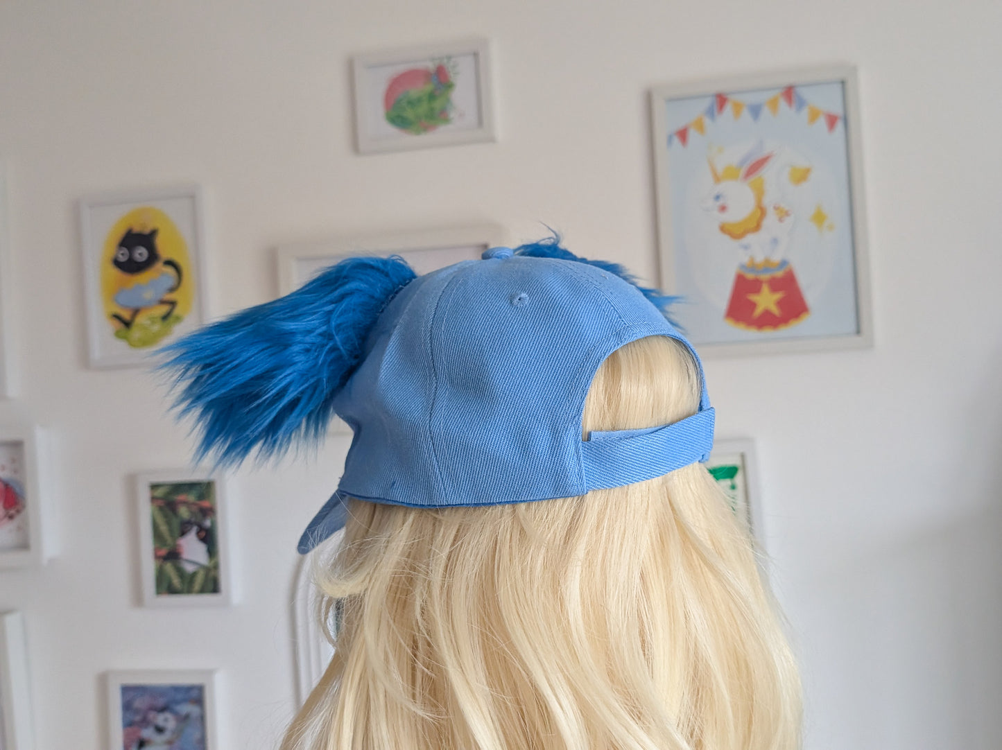 Blue Fluffy Puppy Ears On A Cap
