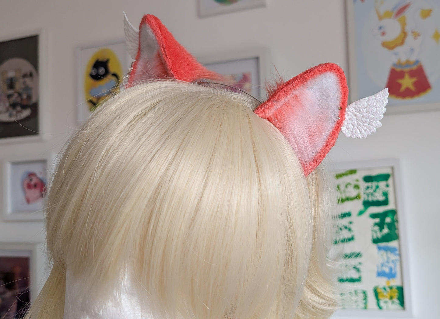 Peach and White Kitten Ears