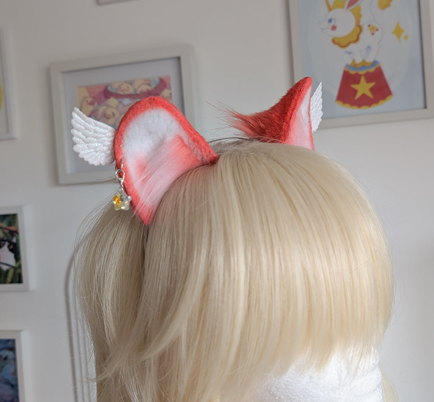 Peach and White Kitten Ears