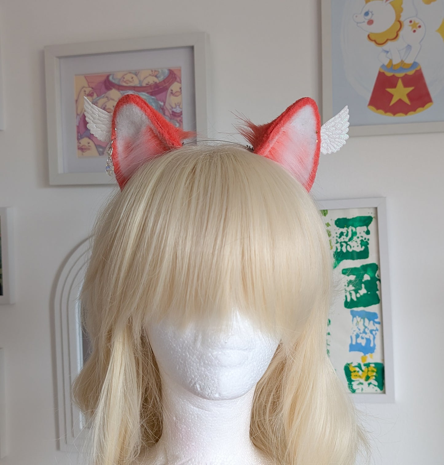 Peach and White Kitten Ears