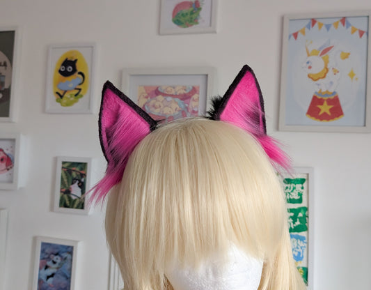 Pink and Black Kitten Ears