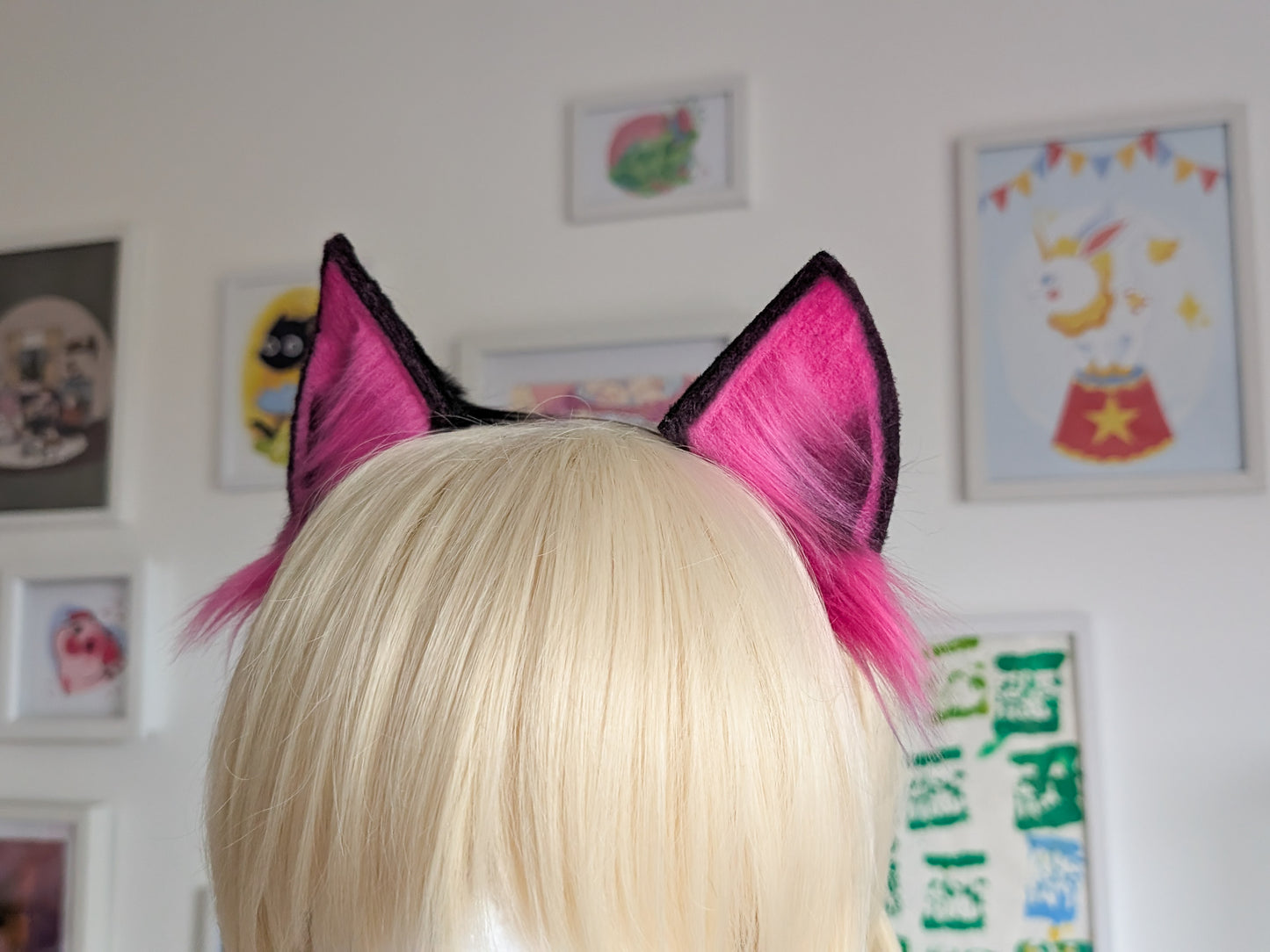 Pink and Black Kitten Ears