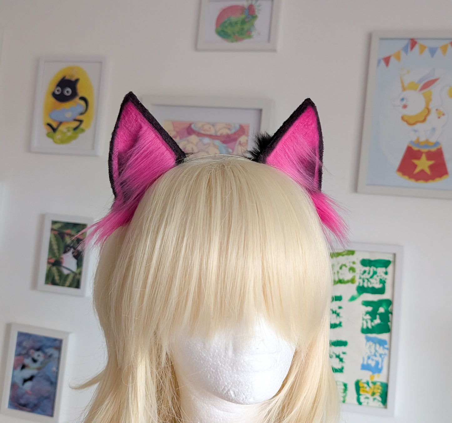 Pink and Black Kitten Ears