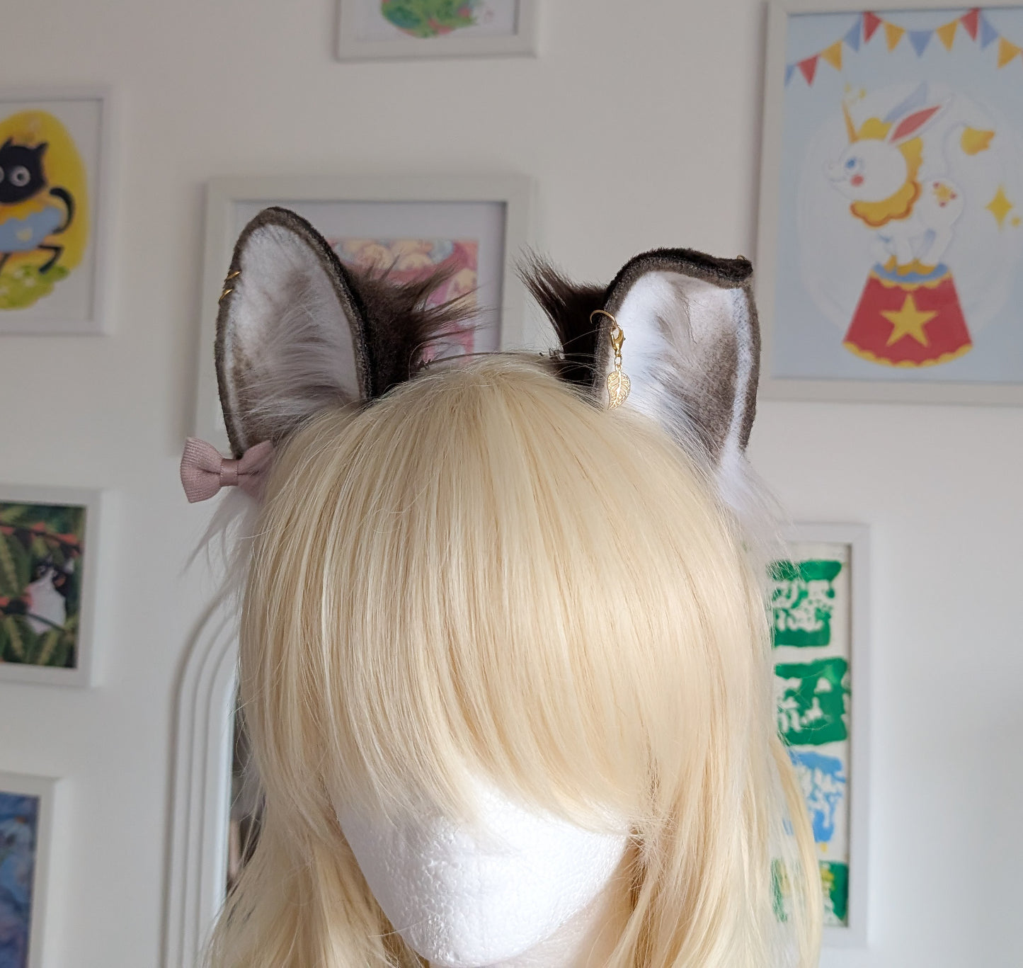 Brown and White Wolf Ears