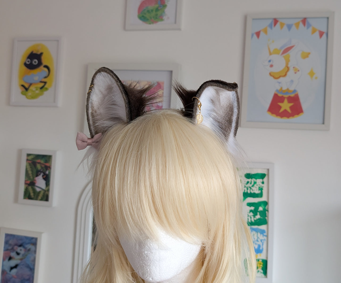 Brown and White Wolf Ears