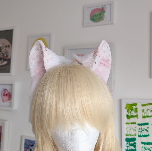 White and Red Spooky Large Wolf Ears