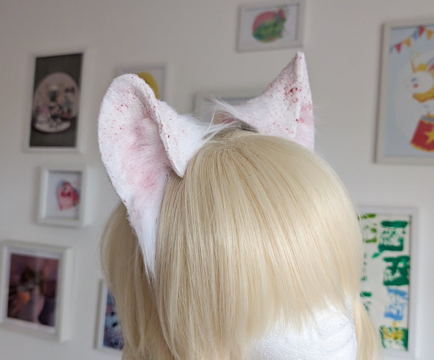 White and Red Spooky Large Wolf Ears