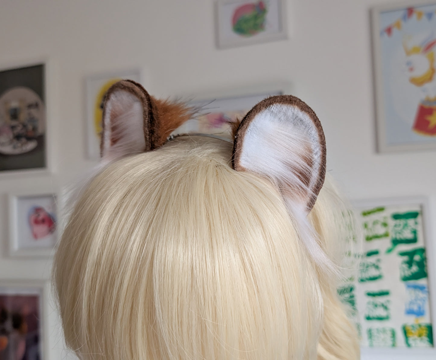 White and Amber Bear/Mouse Ears