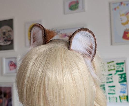 White and Amber Bear/Mouse Ears