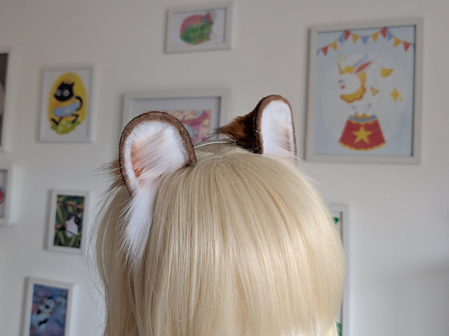 White and Amber Bear/Mouse Ears