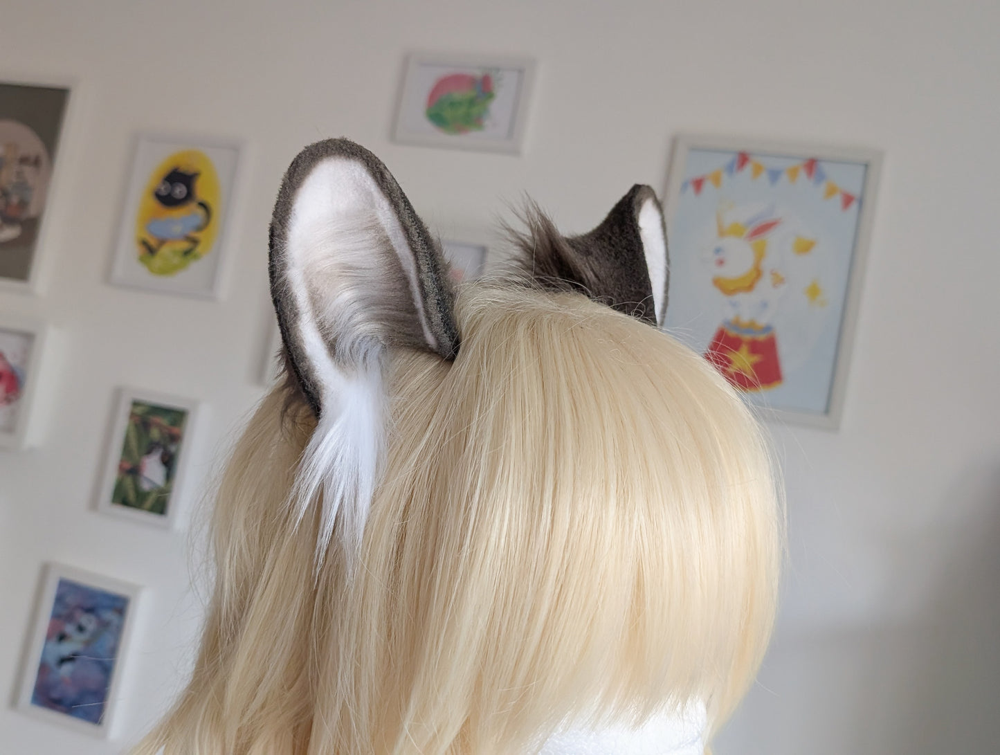 Brown and White Wolf Ears