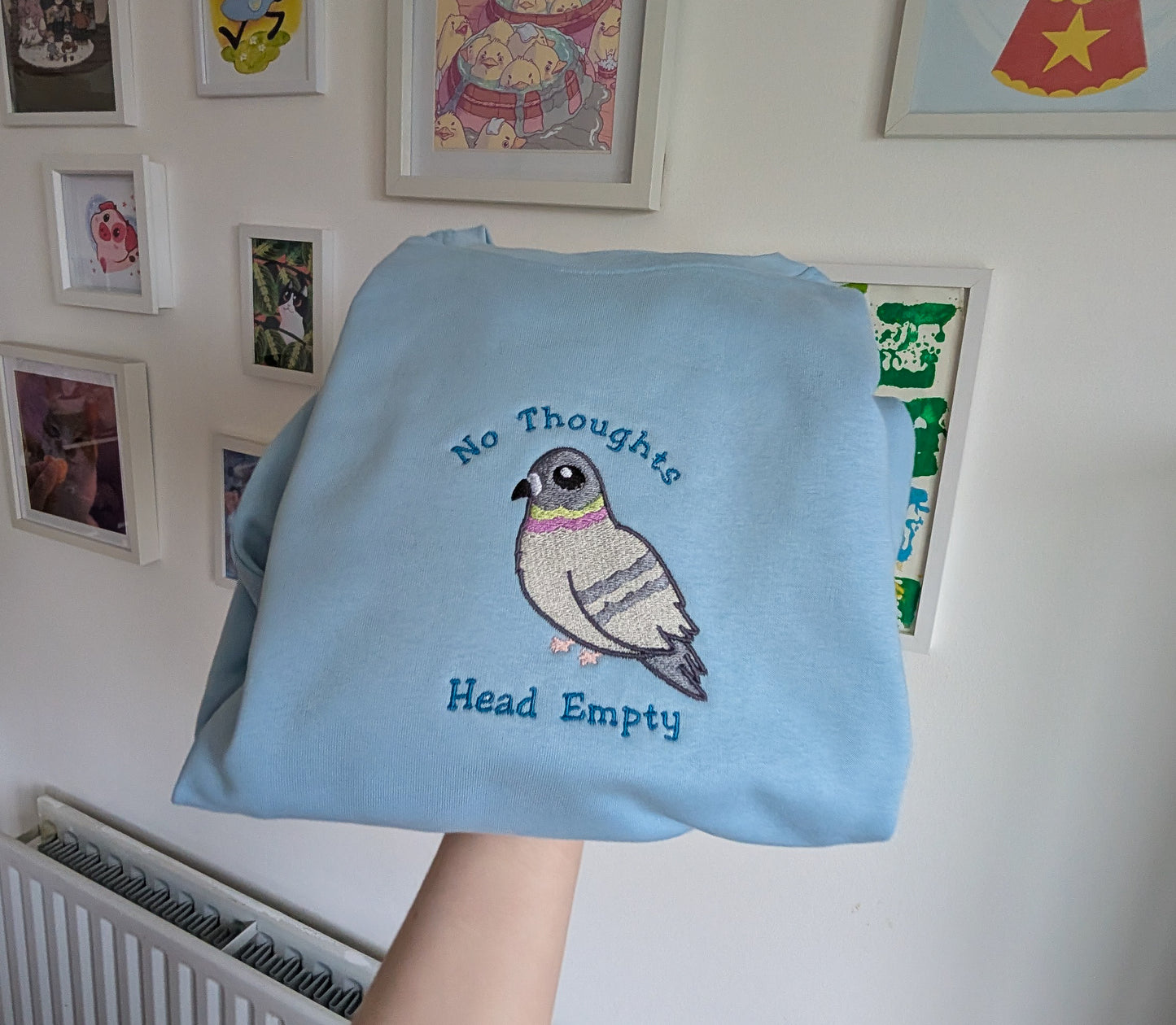 No Thoughts Pigeon Embroidery Sweatshirt