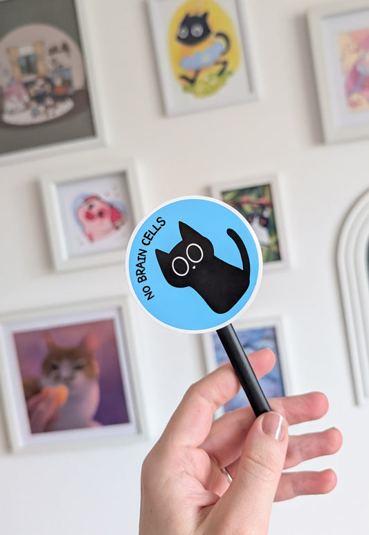 No Brain Cells Black Cat Sticker