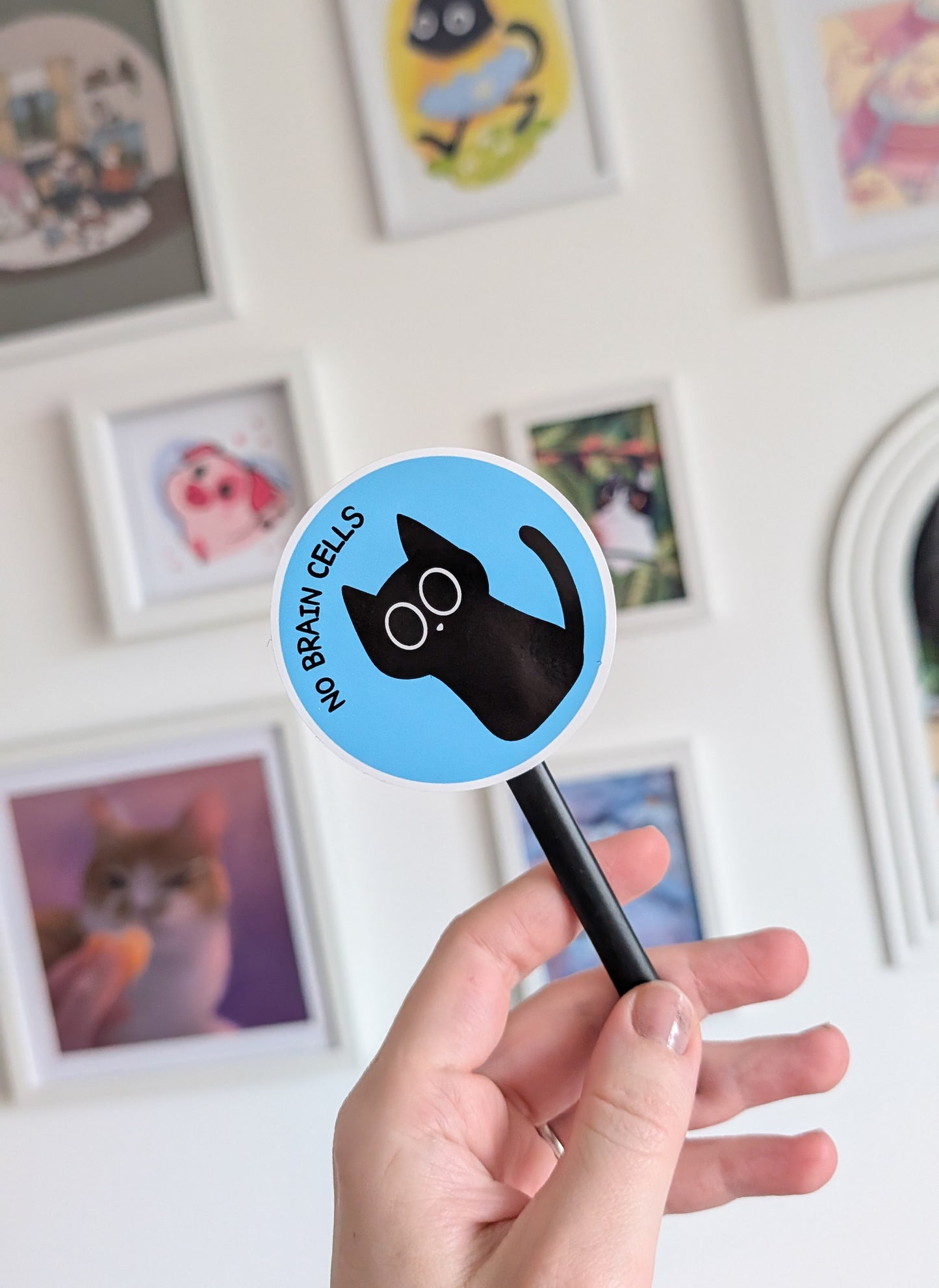 No Brain Cells Black Cat Sticker