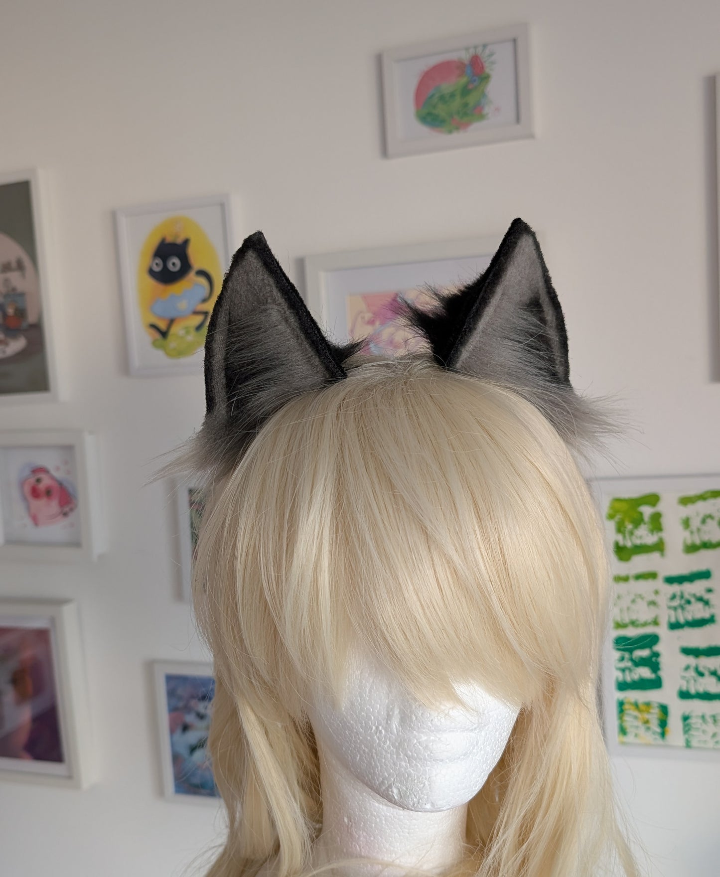 Grey and black kitten ears