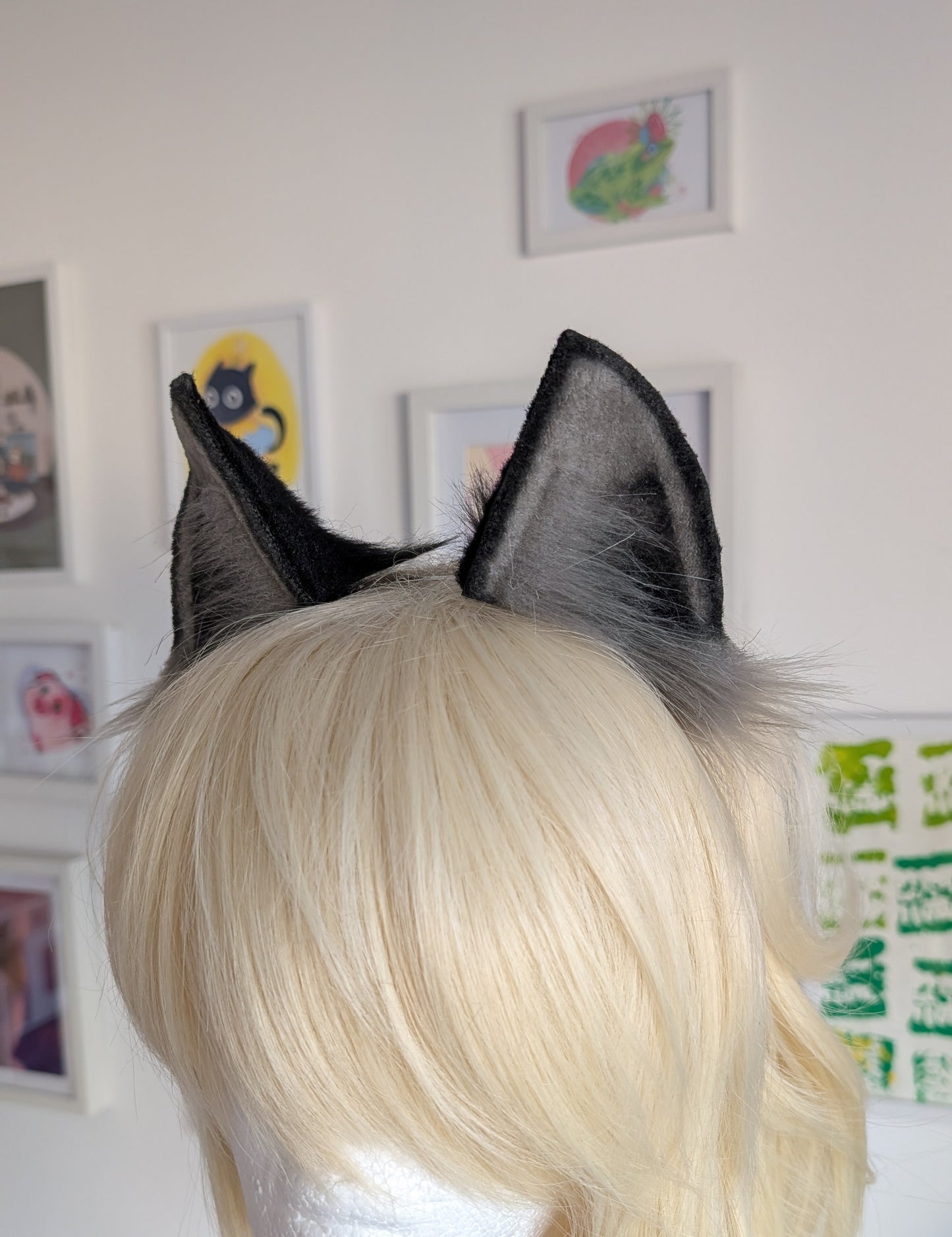 Grey and black kitten ears