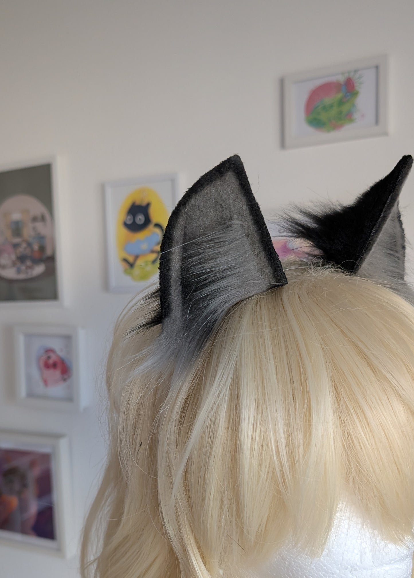 Grey and black kitten ears