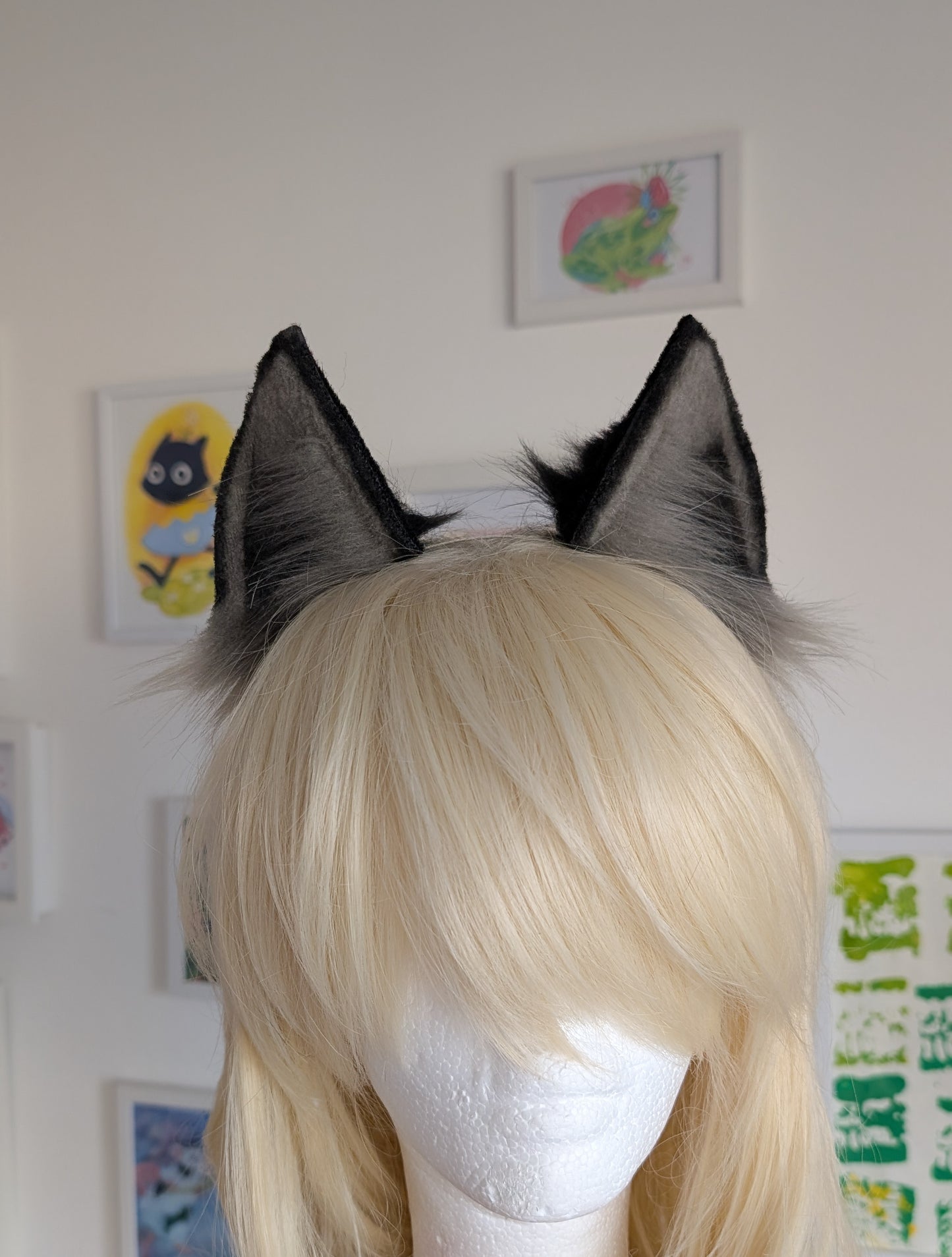 Grey and black kitten ears