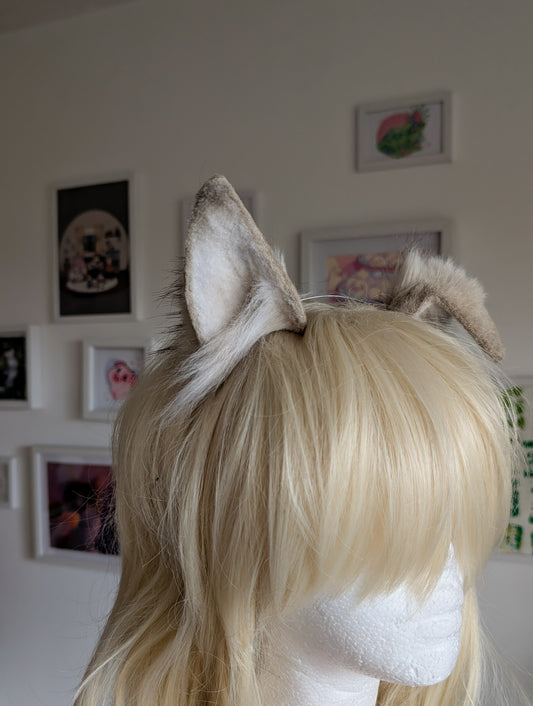 Latte/Grey and White Puppy Ears