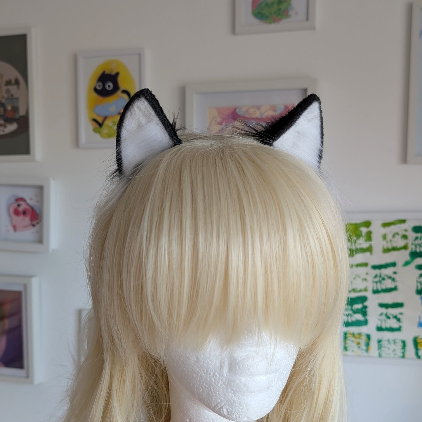 MIni White and Balck Kitten Ears