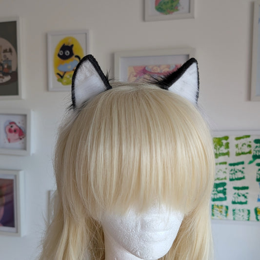 MIni White and Balck Kitten Ears