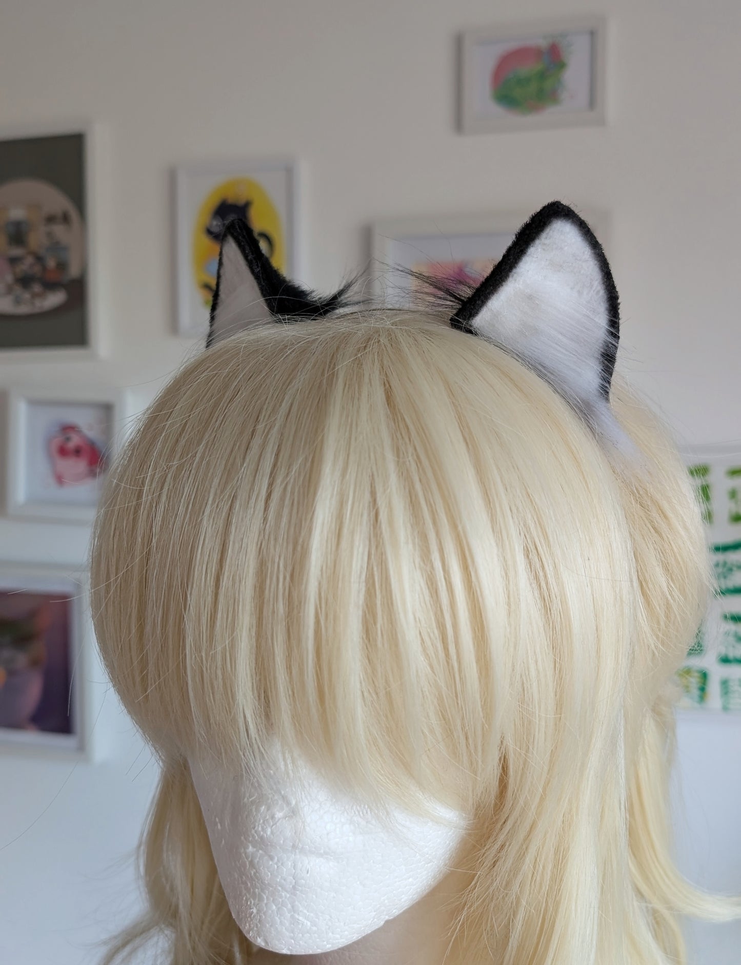 MIni White and Balck Kitten Ears