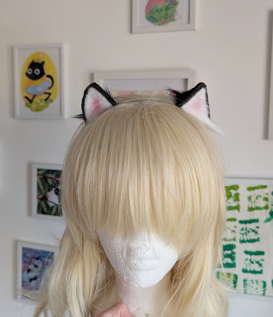 White and Black Micro Kitten Ears