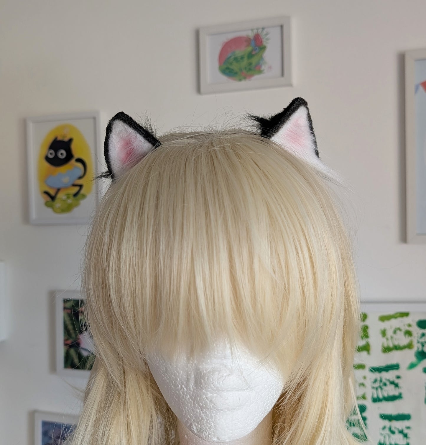 White and Black Micro Kitten Ears