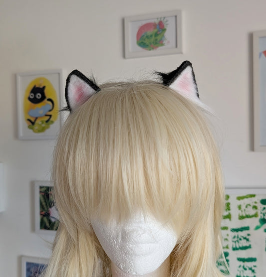 White and Black Micro Kitten Ears