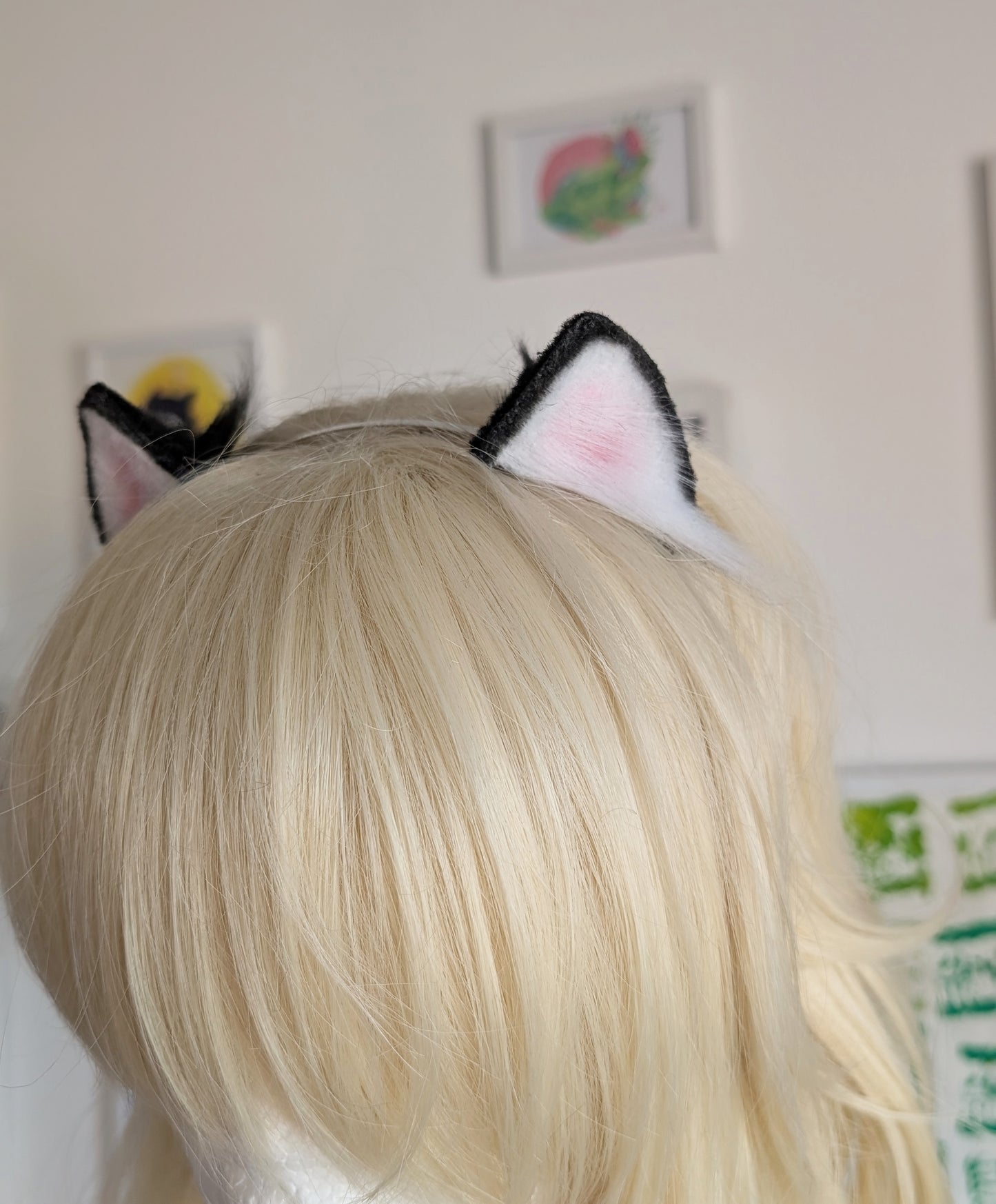 White and Black Micro Kitten Ears