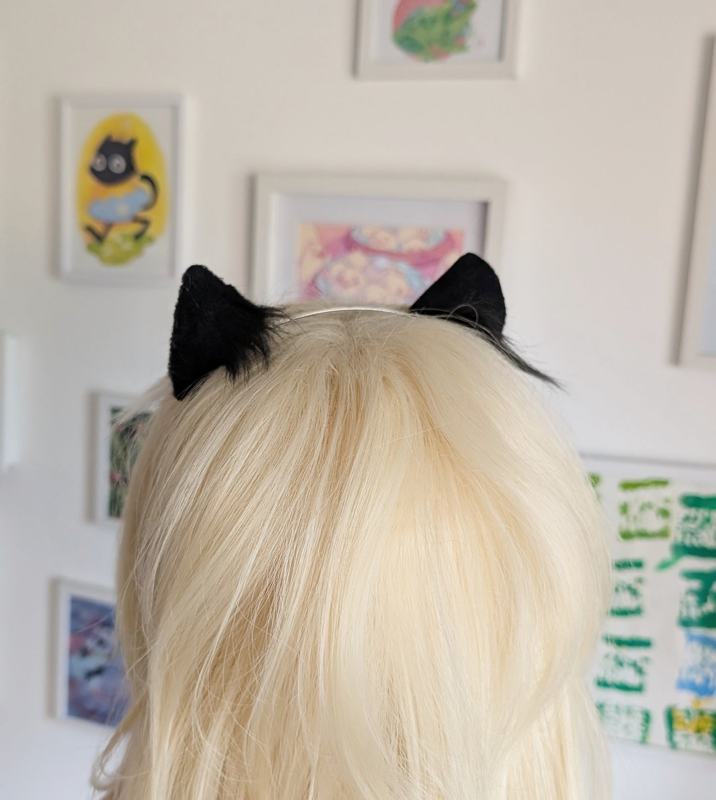 White and Black Micro Kitten Ears