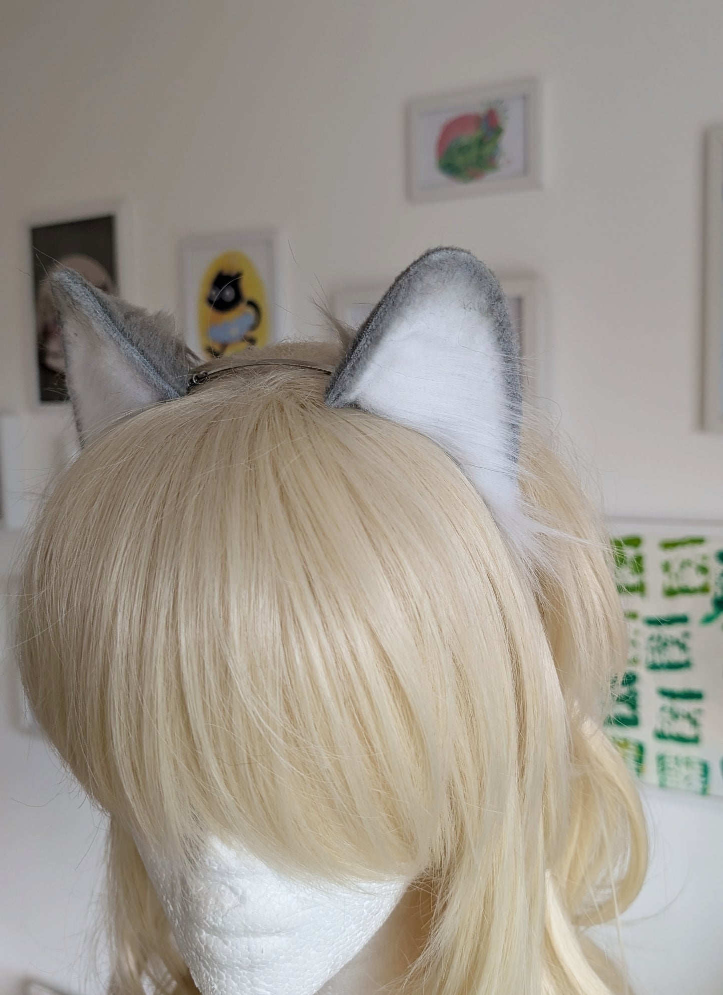 Grey and White Wolf Puppy Ears