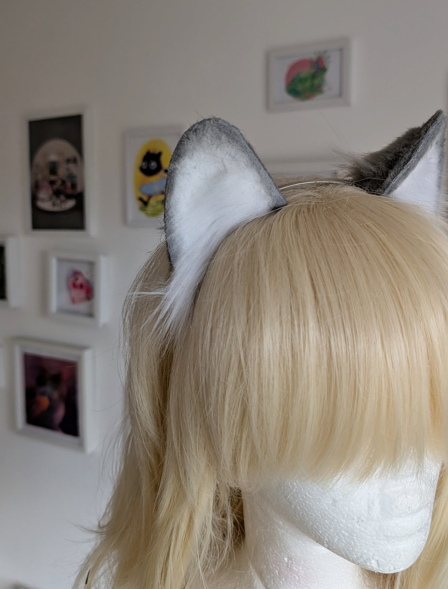 Grey and White Wolf Puppy Ears