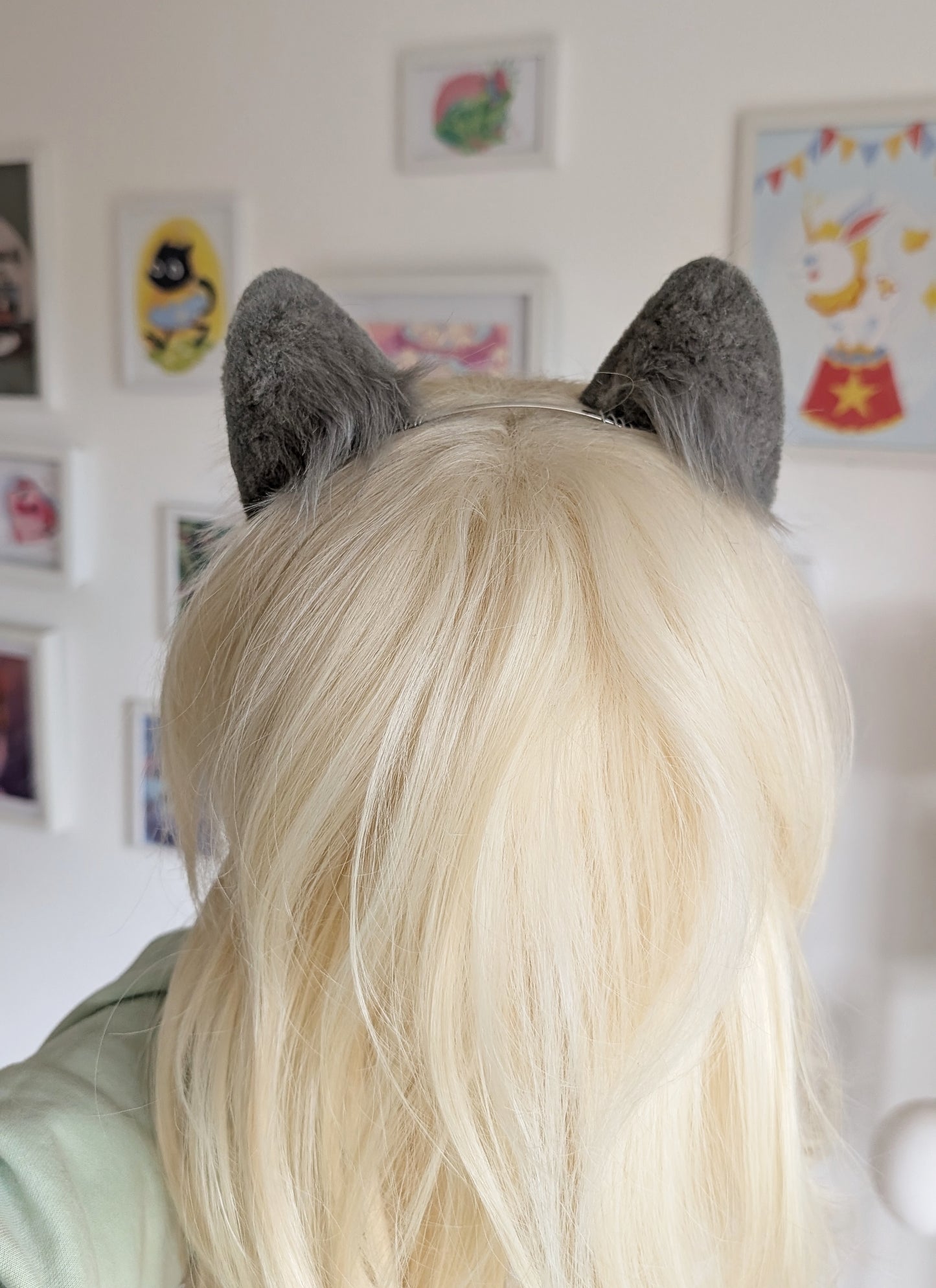 Grey and White Wolf Puppy Ears